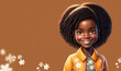 © sizsus - fashionable and stylish little beautiful african american girl in yellow leather jacket isolated on clean background - Generative AI