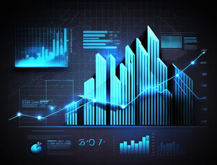 Wall Mural - Business finance data analytics graph.Financial management technology.Advisor using Generative AI