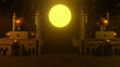 Masjid Night Moon 3d render
