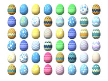 Set Of Easter Eggs On White