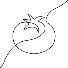 Poster - Tomato icon line continuous drawing vector. One line tomato icon vector background. Tomato icon. Continuous outline of a tomato icon.