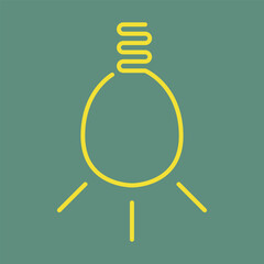 Poster - Yellow light bulb vector icon. Electric lamp icon on a green background. Light bulb outline. Light bulb sign idea and thinking vector.