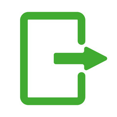 Poster - Login vector icon. Green door with right arrow vector. Evacuation icon. Door opening direction vector.