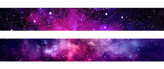 Wall Mural - Space background with realistic nebula and shining stars. Decorative washi tape with galaxy