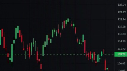 Poster - Stock Exchange, Candles Graph. Currency and stock market fluctuations on the display monitor.