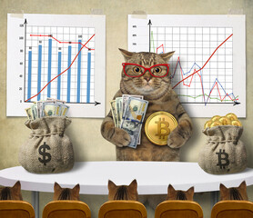 Wall Mural - Cat teaches how to make money