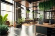 © pixardi - Sustainable Green Co-working Office Interior. Photo generative AI