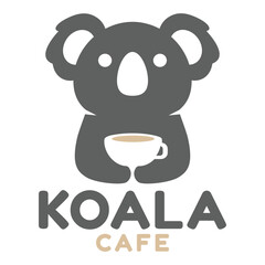 Wall Mural - Modern mascot flat design simple minimalist cute koala logo icon design template vector with modern illustration concept style for cafe, coffee shop, restaurant, badge, emblem and label