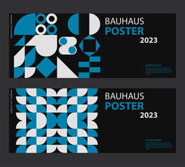 Aufkleber - Swiss Art inspired vector graphics cards made with abstract geometric shapes and texts, useful for poster art and digital prints.