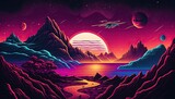 Fototapeta Uliczki - 4K resolution or higher, Spiritual, Surreal & Psychedelic Poster art, Synthwave and retrowave background. Generative AI Technology