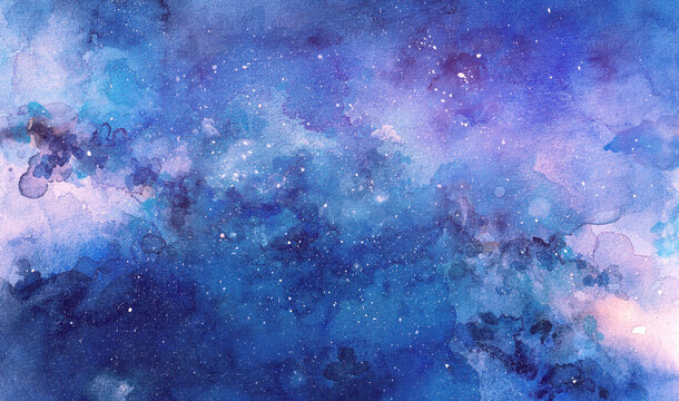 cosmic illustration. beautiful colorful space background. watercolor cosmos