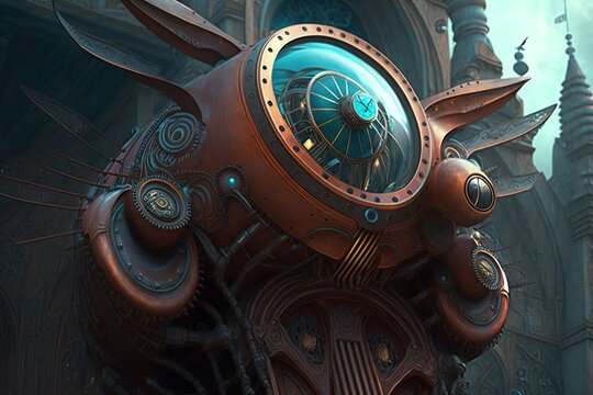 Steampunk Futurism: A Magnificent Monument of Innovation Generative AI
