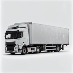 Wall Mural - White truck with a trailer on a white background. Generative AI