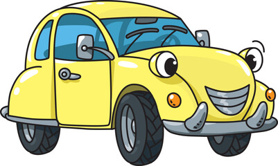 Small retro car with eyes vector illustration