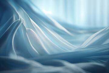 blue sheer cloth in sunlight background, generative ai
