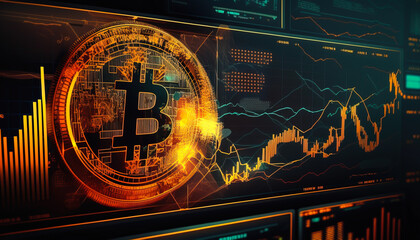 Wall Mural - Bitcoin - Cryptocurrency is the future of finance, and Bitcoin is leading the way - ai generated