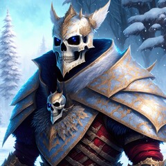 Skeleton Ice King - Creature - Magical - Powerful - Fantasy - Stylized - Game Character - Demon Hero – Warrior	