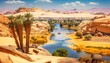 Amazing Aswan landscape on the way to The Great Sphinx and Pyramids of Egypt