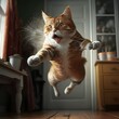 Katze steht in der Luft
