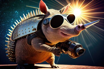 Poster - Armadillo Space Soldier Defending The Universe Generative AI