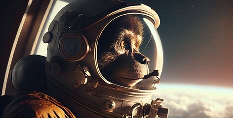 Poster - Baboon Spaceman In Space Exploring New Worlds Generative AI
