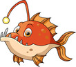 Cute angler fish cartoon on white background