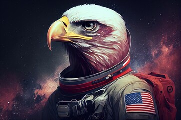 Poster - Eagle Astronaut Out Of This World In A Space Suit Generative AI
