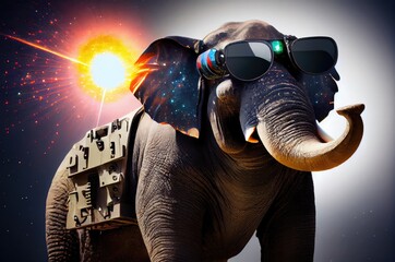 Poster - Elephant Space Soldier Defending The World Generative AI