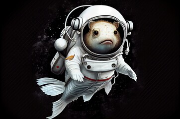 Poster - Fish Astronaut In Space In A Space Suit Generative AI