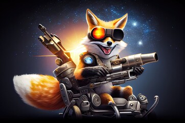 Poster - Fox Soldier Defending The Universe Generative AI