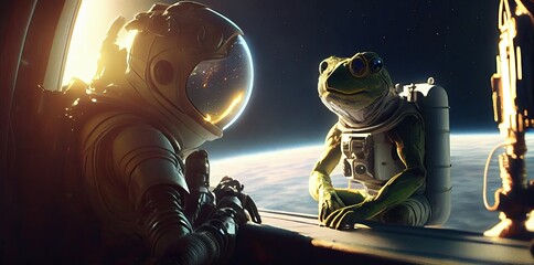 Poster - Frog Spaceman In Space In A Spaceship Generative AI