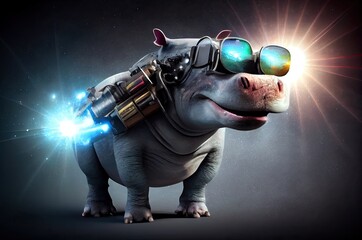Poster - Hippo Soldier Defending The Galaxy Generative AI