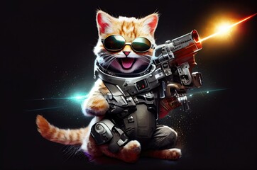 Poster - Kitten Soldier Defending The Universe Generative AI