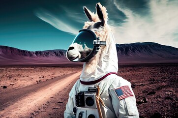 Poster - Llama Astronaut In Space Exploring Generative AI