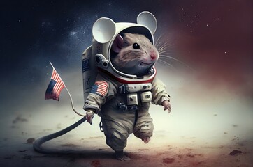 Poster - Mouse Astronaut In Space In A Space Suit Generative AI