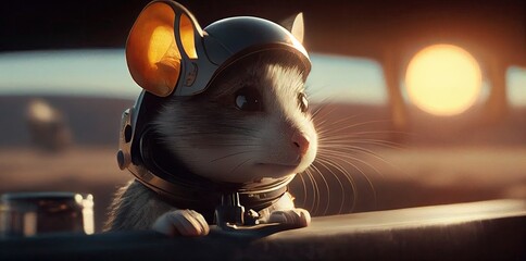 Poster - Mouse Spaceman In Space Exploring Generative AI