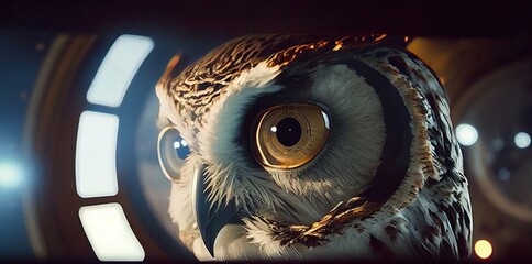 Poster - Owl Spaceman In Outer Space In A Spaceship Generative AI