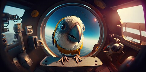 Poster - Parrot Spaceman In Space Exploring Generative AI
