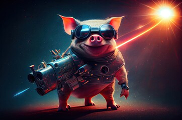 Poster - Pig Soldier Defending The Universe Generative AI
