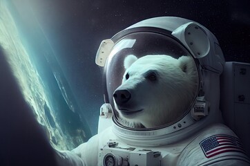 Poster - Polar Bear Astronaut In Space In A Space Suit Generative AI