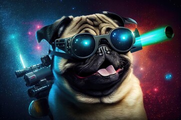 Poster - Pug Space Soldier Defending The Galaxy Generative AI