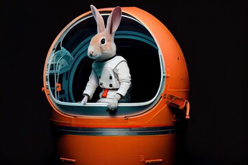 Poster - Rabbit Astronaut Out Of This World In A Space Suit Generative AI