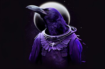 Poster - Raven Astronaut Out Of This World In A Space Suit Generative AI