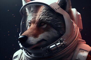 Poster - Wolf Astronaut In Outer Space Exploring Generative AI