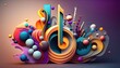 4K resolution or higher, Colorful abstract design element for music cover poster. Generative AI Technology
