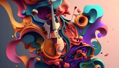 4K resolution or higher, Colorful abstract design element for music cover poster. Generative AI Technology