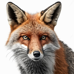 Poster - Red fox portrait on white background