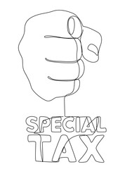 Poster - One continuous line of hand with Special Tax word. Thin Line Illustration vector concept. Contour Drawing Creative ideas.