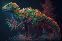 The Colorful Design Of A Dinosaur, Leaves, Forest, Lush, Green, Colors, Dinosaurs, Fantasy, Scifi, Science, Fiction,