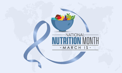 Wall Mural - National Nutrition Month. Importance of quality nutritious foods concept celebration on March